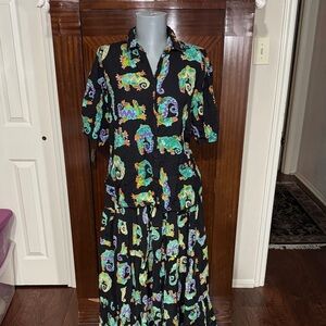 Vintage Colorful Patterned beaded skirt set